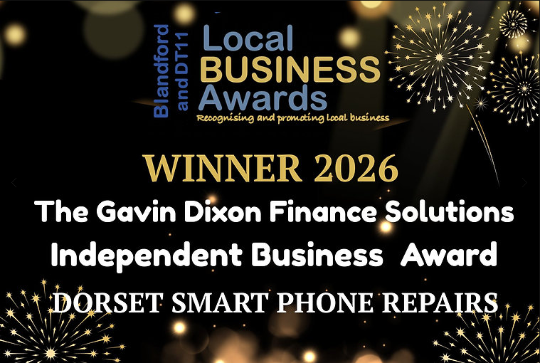 Blandford Local Business Awards certificate: Dorset Smartphone Repairs – Independent Business of the Year 2026